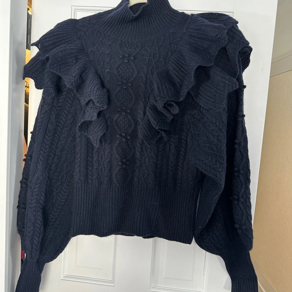 Autumn Cashmere Victorian Cable Knit Ruffled Sweatee - Picture 10 of 16